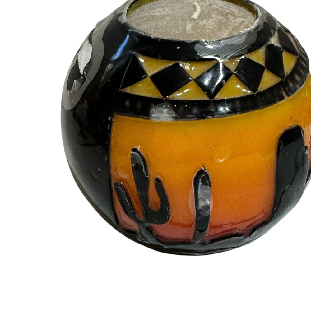 Southwest Blackout Silhouette Candle Decor Cactus Mountain Native Arizona Glowy - Picture 3 of 7